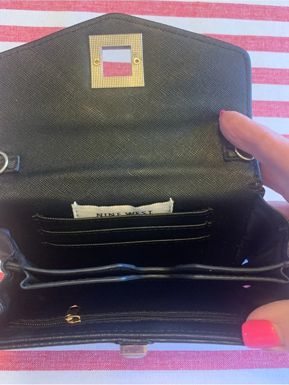 Nine West Black Envelope Wallet with Gold Closure